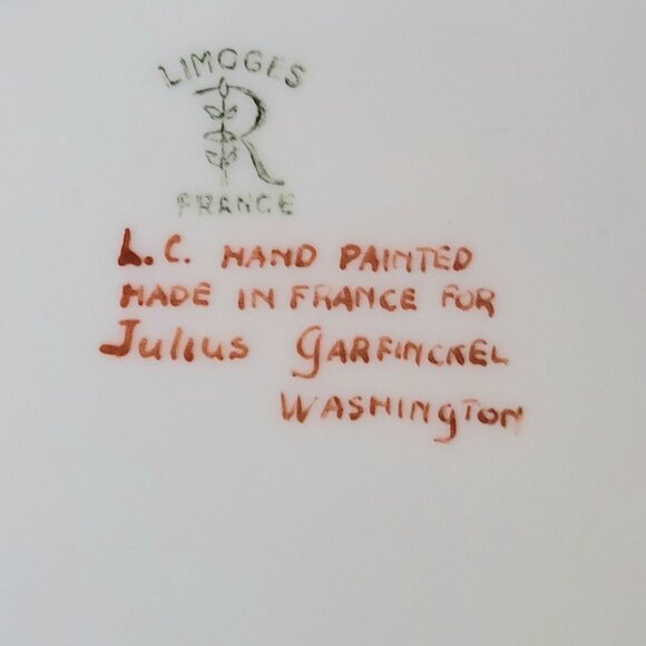 Large Antique Limoges Bowl Hand-Painted Cornflowers, J. Garfinckel Washington DC - Picture 7 of 7